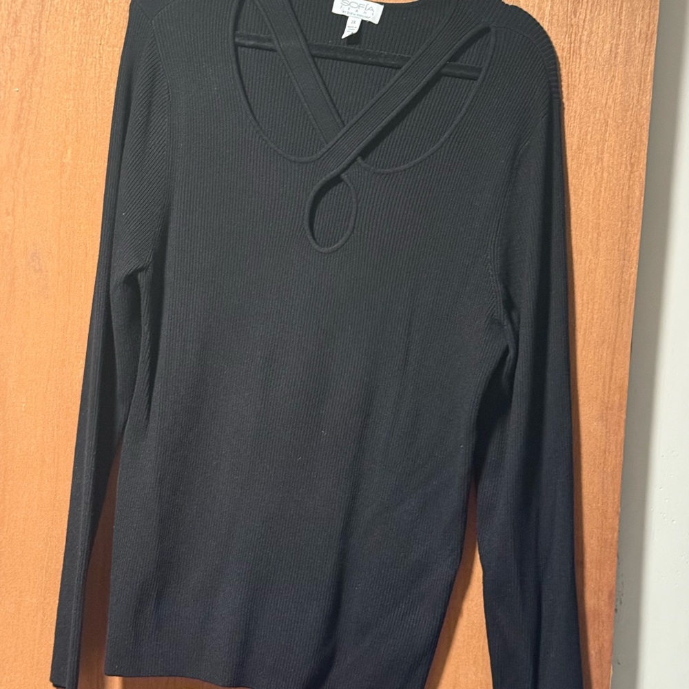 Sofia by Sofia Vergara Blue Cut Out Blouse